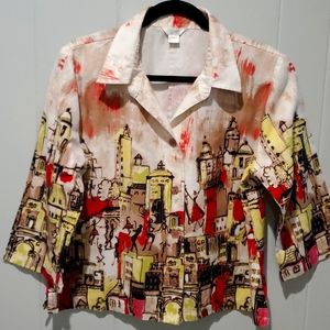 Christopher & Banks, Top, Large, vintage print.